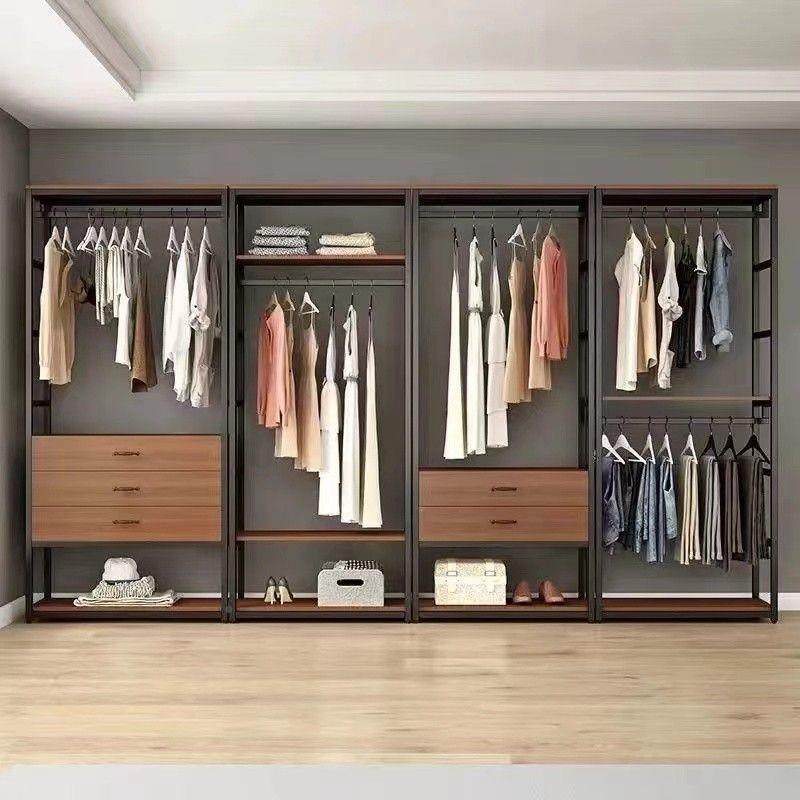 步入式衣柜合落地衣架家用简带抽屉收纳LQK双组开放易式衣帽层间,住宅家具,组合衣架,淘宝优惠券,粉丝福利购,淘宝优惠卷