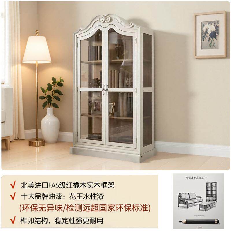式法式复古实木酒欧式新古典厅雕花储物书柜美727轻奢展示餐柜客