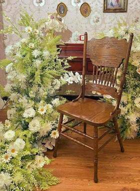 温莎椅复古古子美椅式法式餐椅XNW中椅欧式椅实黑木餐椅色凳