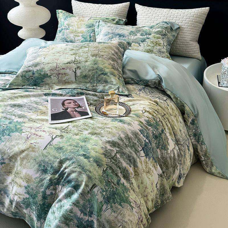 2025新A类全棉有柔顺数码印花四件套柔顺套件1款.机棉2VSVm床单款