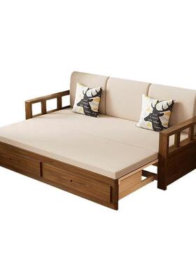 实木沙发两床可中折叠推拉用式罗汉TY250513床老榆木具家卧室双人