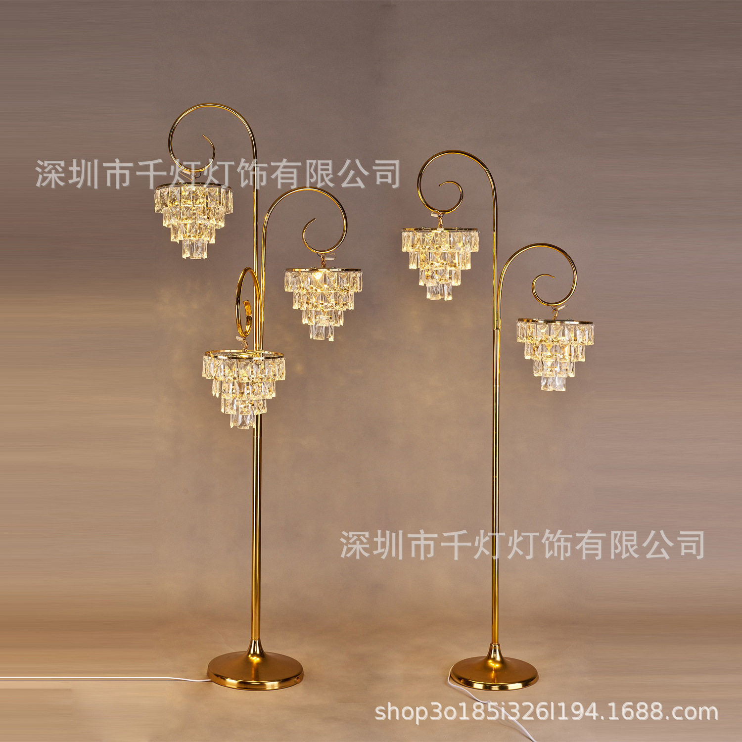 婚庆婚礼道具铁艺三头水晶灯冰条冰块路引灯舞台布置装饰发光摆件