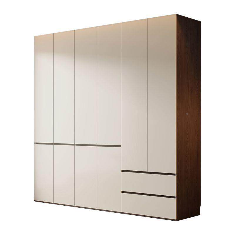 门欧松板衣柜家c用JDD卧室平开济型成品组合六门大衣橱奶白60经m