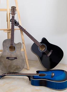 民谣吉他厂41寸单云抛杉木板包边哑光亮光光吉他入门练工MYC习琴