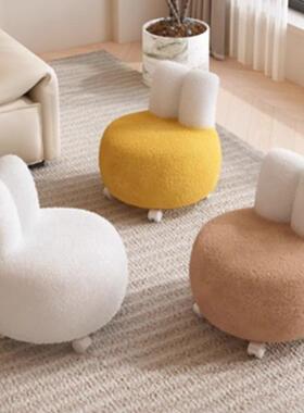 小RIR凳子家圆凳矮凳爱实木板布艺软用座宝宝椅子儿童可卡通沙发