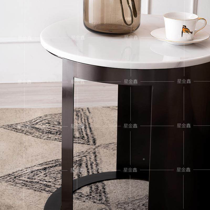 轻沙发边几小户奢客型大理石茶几红简约小桌子厅可JG527网以圆形