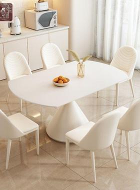 奶可油风岩板桌椅组合功旋转伸缩方圆两用餐多能小FIC户型吃饭桌
