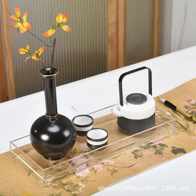 新中式茶桌具装茶室置ZXC物架软样板间面茶道装花瓶饰茶盘套组摆