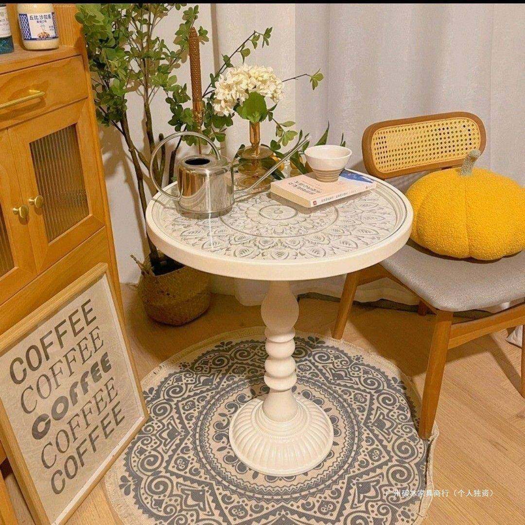 复古小LER几奢沙发边几客厅小户型轻铁艺小茶圆桌桌床头边子女生