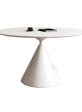 式极简岩板茶几家意用圆黑色餐桌FHG家居形小型餐桌小户型餐桌户