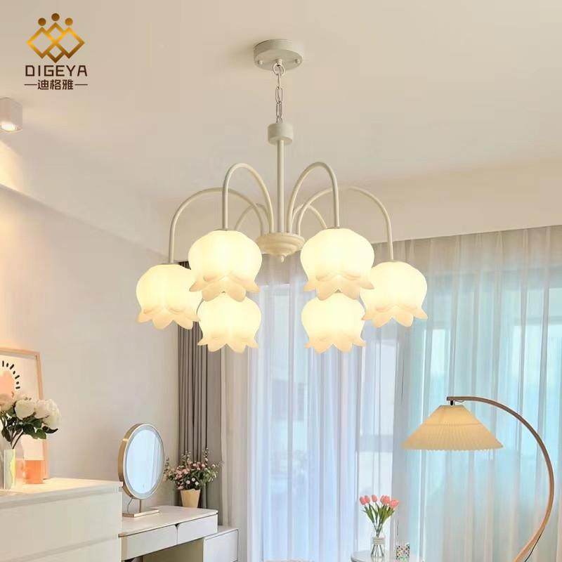 简125约客厅吊灯现法式奶油风铃兰轻奢主白卧室灯代新中式多头餐