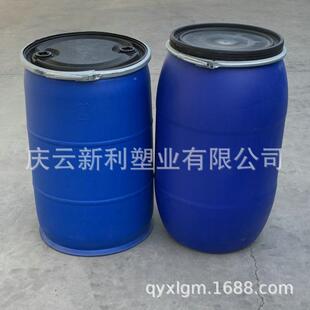 大口2塑00L塑料桶开包200升料桶蓝SGQ色法口兰桶200KG箍桶