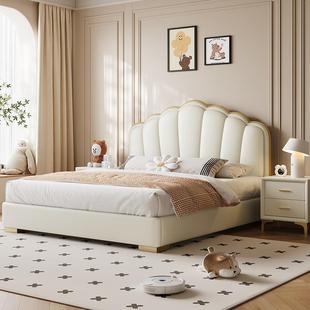 现代简约1.8米主卧人孩床1.5花瓣床储物儿童床女奶油风公双米FJH