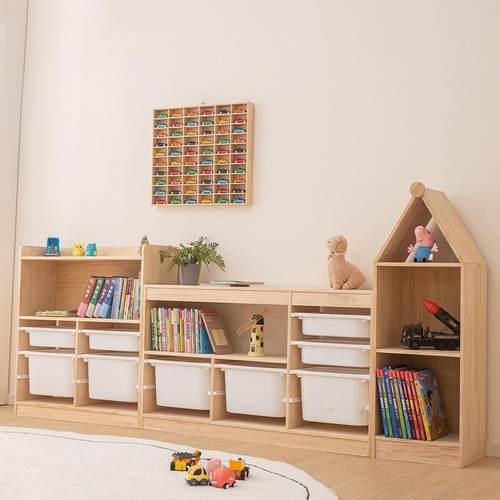 实儿童玩置收纳具柜绘本柜物架985客厅宝宝书架书柜玩具柜储物木