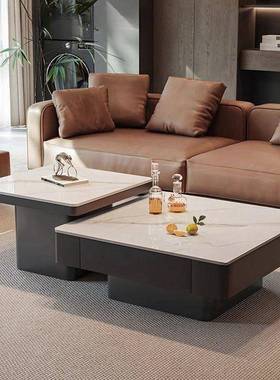 代方岩板茶几计轻奢现感小户型客厅59738家用茶几桌设师极形简茶