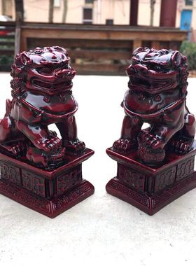 新款立体树脂狮子摆件家居客厅装饰品北京狮宫门狮桌面摆设一对