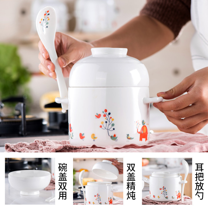 炖盅陶瓷碗隔水炖盅汤盅带盖炖鸡蛋羹碗炖罐家用双耳双盖燕窝炖盅
