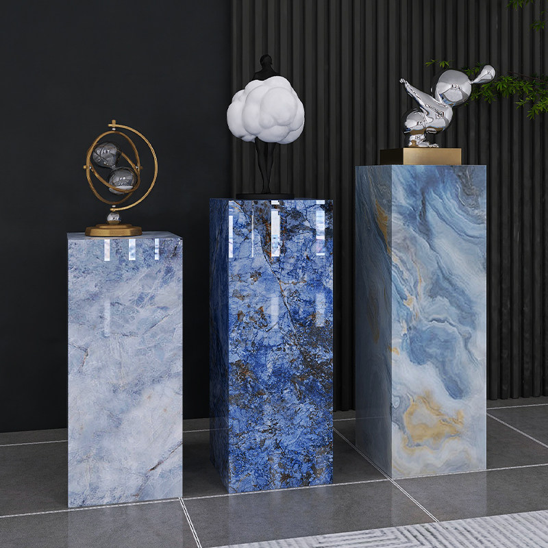 梵高印象意式奢石岩板花架子高端客厅家居酒店展厅商用摆件展示台
