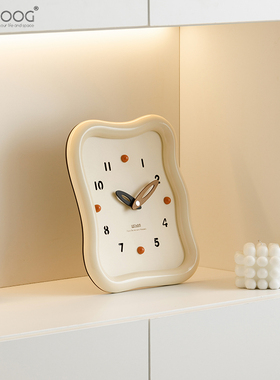 EMITDOOG奶油风客厅高档时钟桌面摆件玄关电视柜装饰品高级感座钟