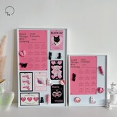 优朴2025粉色黑猫创意留言板金属白板照片磁吸展示板桌面墙面装 饰