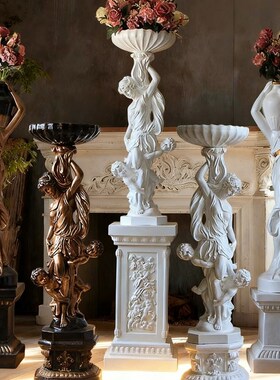 对称镜像艺术少女摆件家居客厅酒店走廊摆设样板房装饰大件工艺品