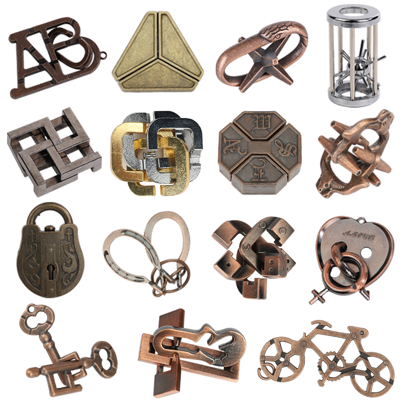 puzzle十级难度烧脑智力解扣解锁环益智玩具鲁班锁孔明锁全套儿童