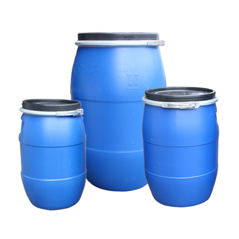 加厚铁箍桶30LL0L塑料圆桶化工桶涂料桶耐酸碱法兰桶蓝色大口