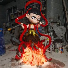 玻璃钢ip形象卡通人物雕塑定制商场校园吉祥物哪吒大型门头装饰