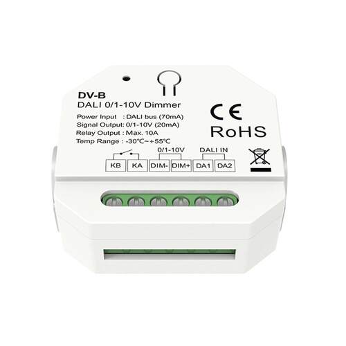 DV-B DALI0/1-10V调光器 10A电流⼲接点继电器输出 总线供电DALI5