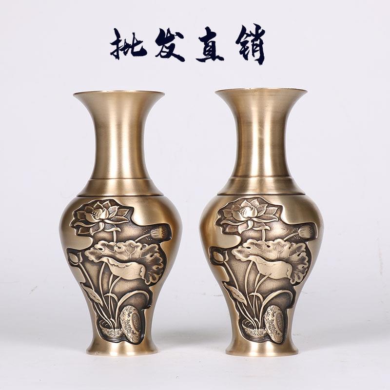 直供铜拉丝迷你小口径家居桌摆小花瓶仿古铜花瓶摆件