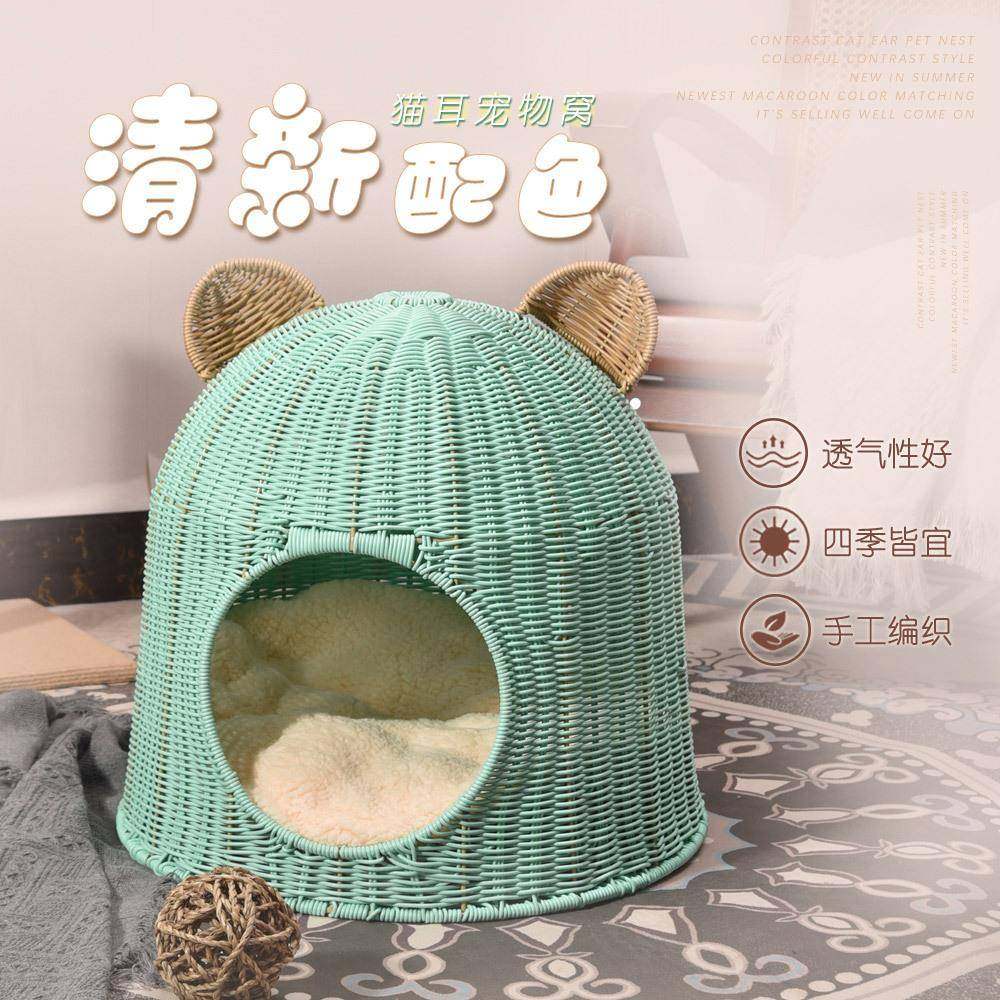 厂家藤编猫窝四季通用手工编织宠物窝半封闭透气猫咪窝可水洗猫屋,鲜花速递/花卉仿真/绿植园艺,割草机/草坪机,淘宝优惠券,粉丝福利购,淘宝优惠卷