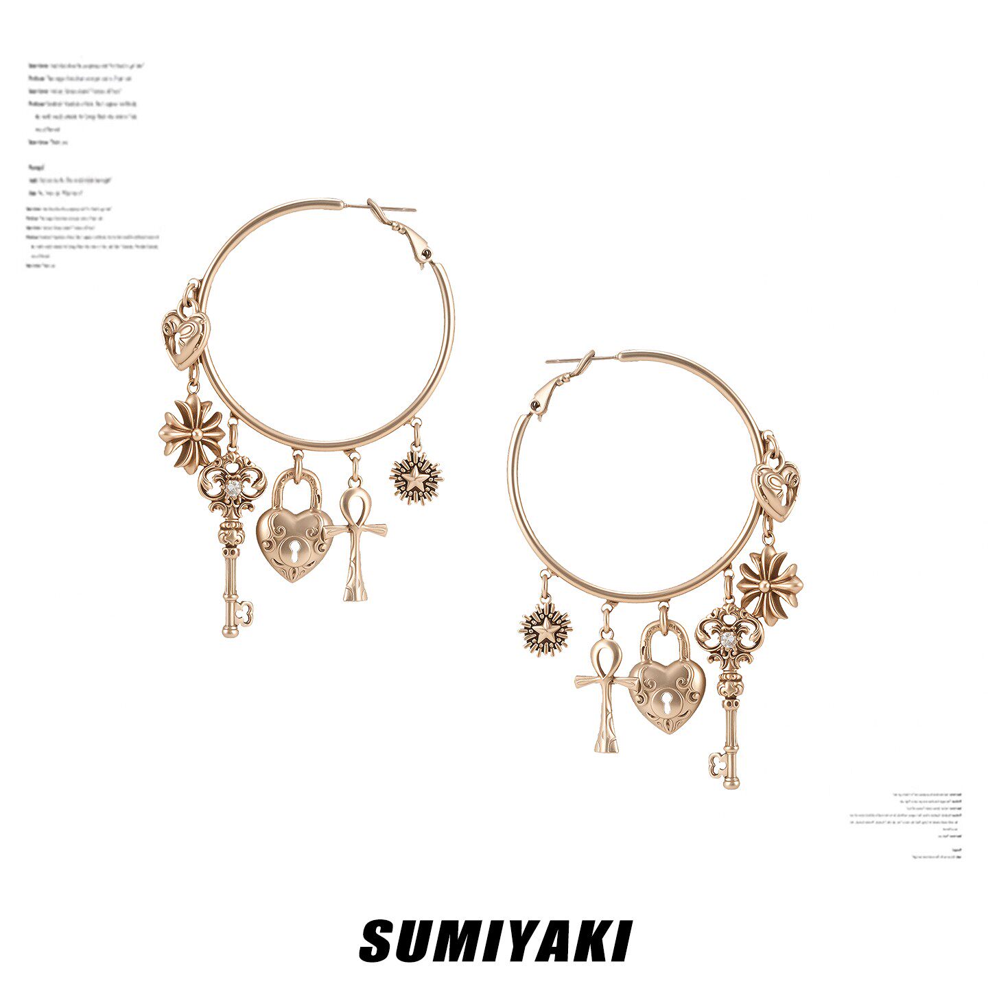 SUMIYAKI 爱锁芯系列美式复古风钥匙爱心耳环显瘦大耳圈女