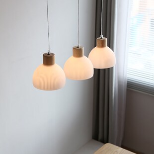 烁阳三头餐厅吊灯简约原木长餐桌吧台中岛台工作台设计师橱窗灯具