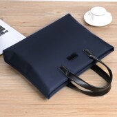 商务会议黑色PU手提包定做牛津布文件包印logo横款 拉链公文包订制