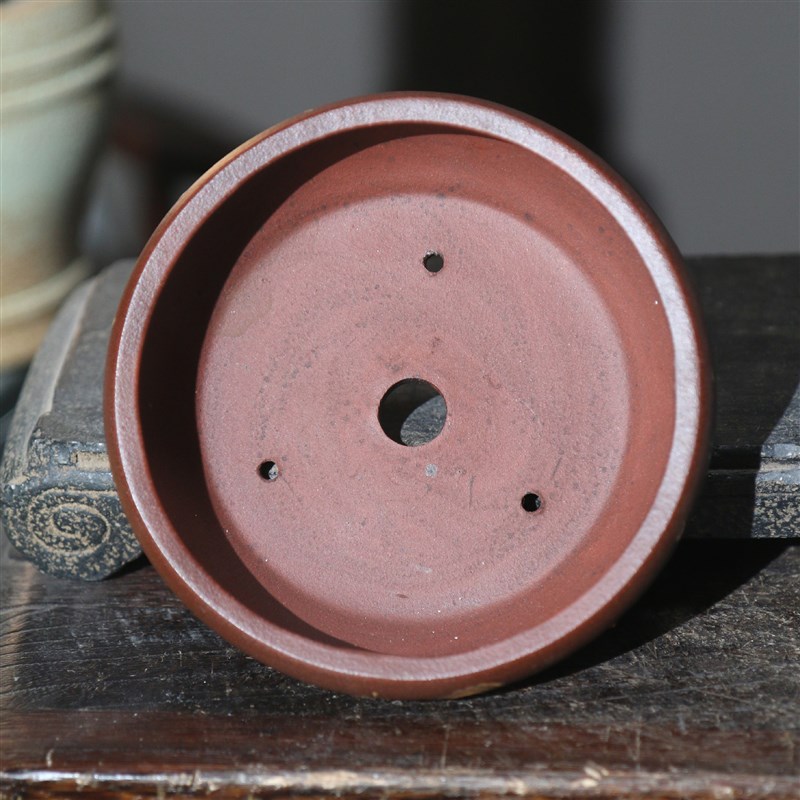 紫砂花盆圆窝口盆景盆泥绘手绘桌面盆栽仿古手工盆古典菖蒲盆