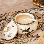 饰摆件 带盖防飞灰酒店KTV装 欧式 陶瓷烟灰缸家用客厅高档创意个性