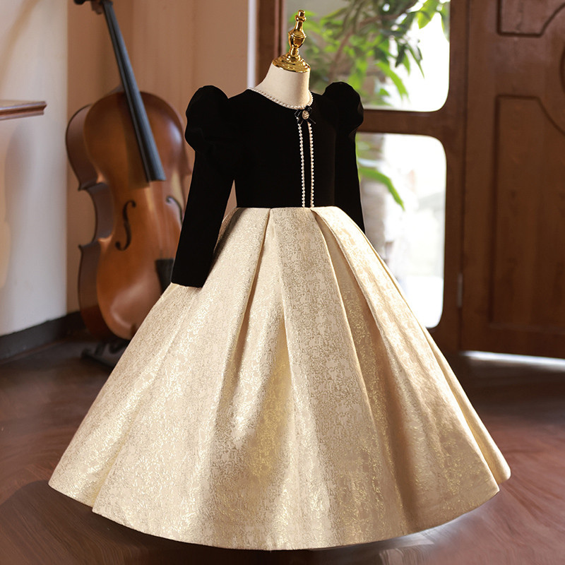 儿童主持人礼服女童花童生日公主裙高端走秀小女孩钢琴演奏演出服