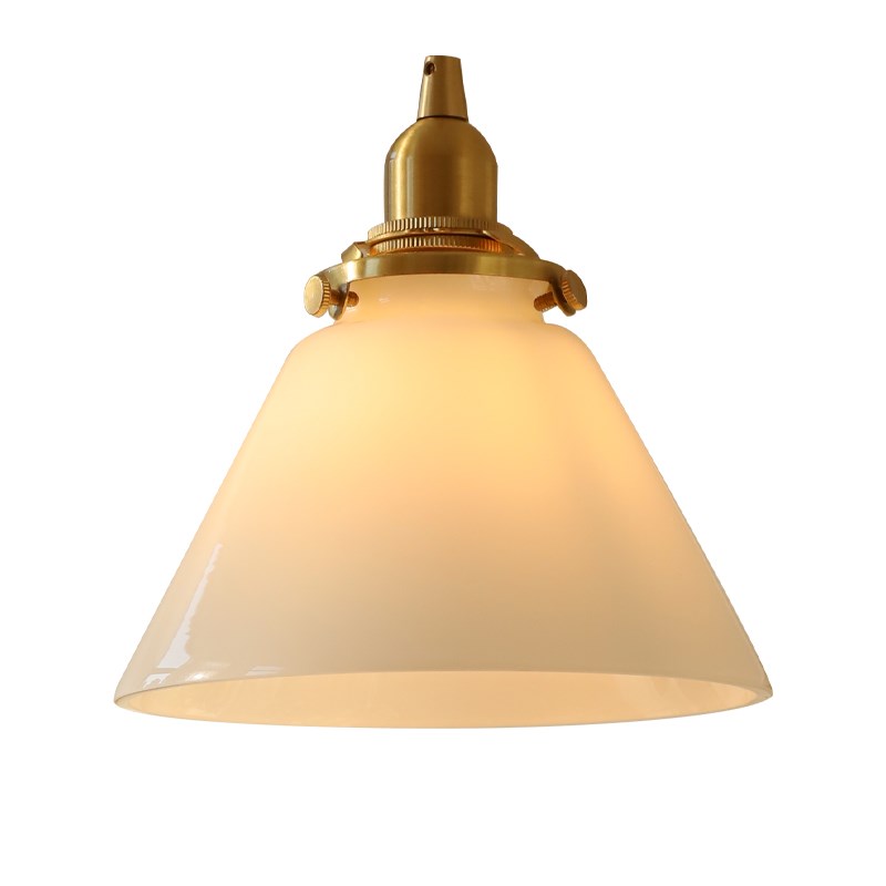 洛西可 简约黄铜奶白色玻璃吊灯创意北欧民宿餐厅床头吧台玄关灯