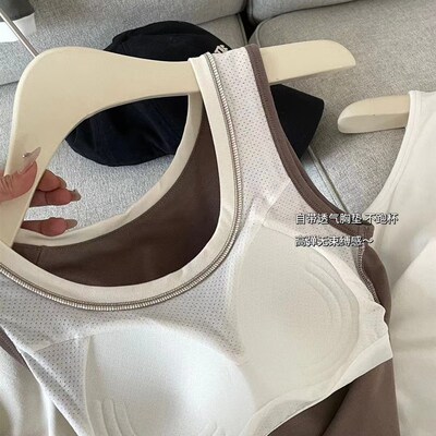 韩社撞色拼接一体杯背心吊带女士夏季修身美背内搭外穿上衣打底衫