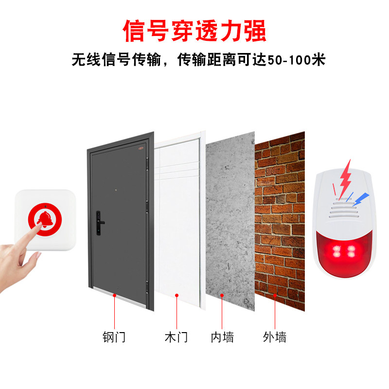 残疾人卫生间报警器紧急按钮求助防盗器呼叫120分贝音量报警铃老