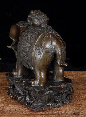 纯铜大象摆件铜象上金蟾蜍大号铜象工艺品家居客厅客厅办公室饰品