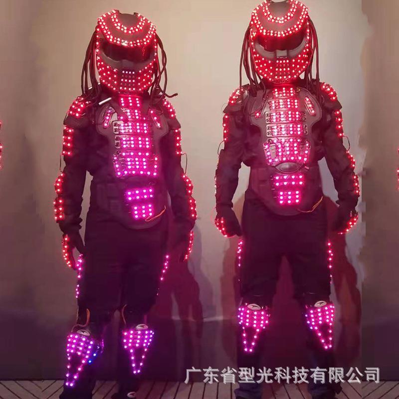 LED铁血战士发光盔甲七彩异形服出酒服装酒吧KTV舞台表演服机器人