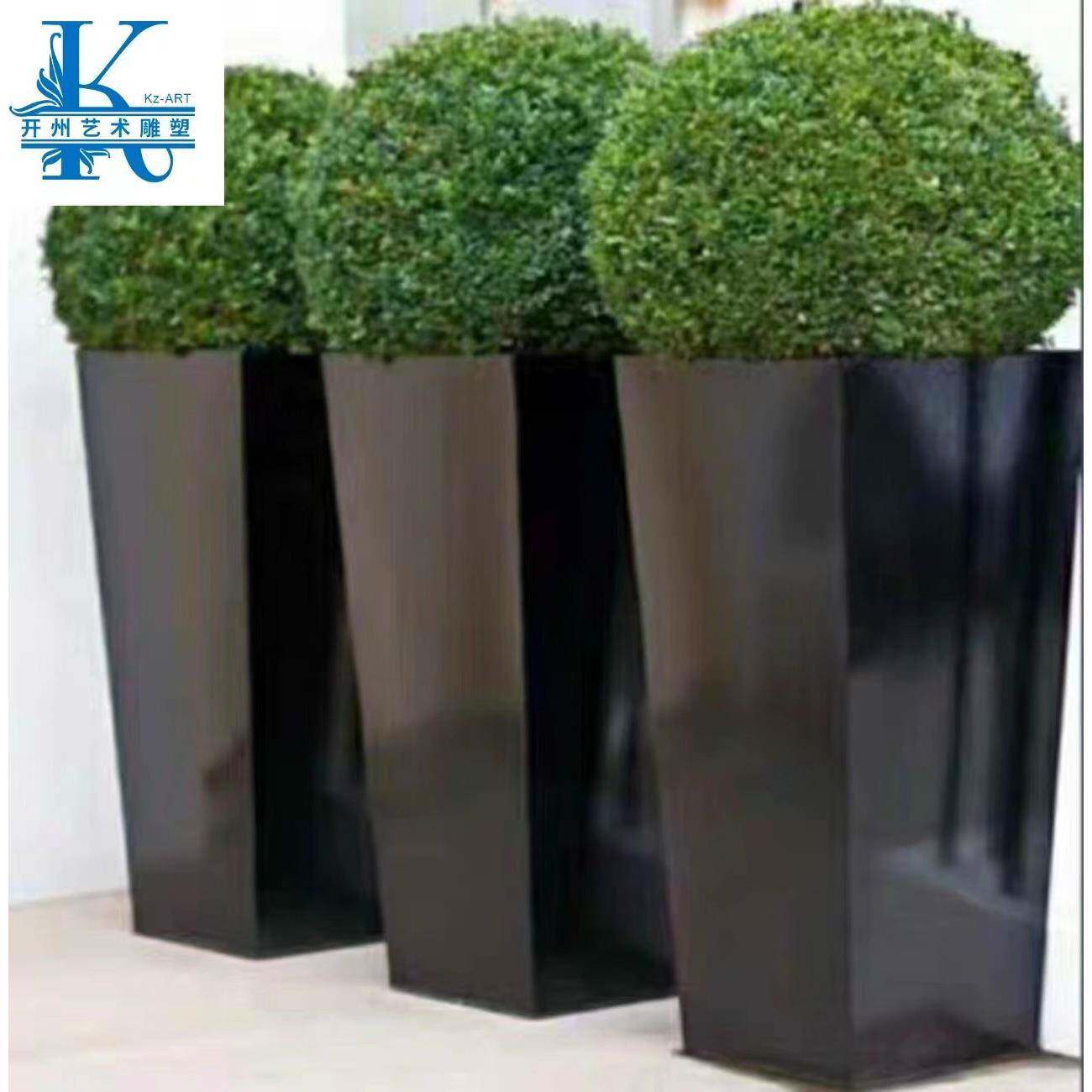 户外商场玻璃钢花盆组合艺术菱形花器花坛椭圆创意大花瓶雕塑摆件