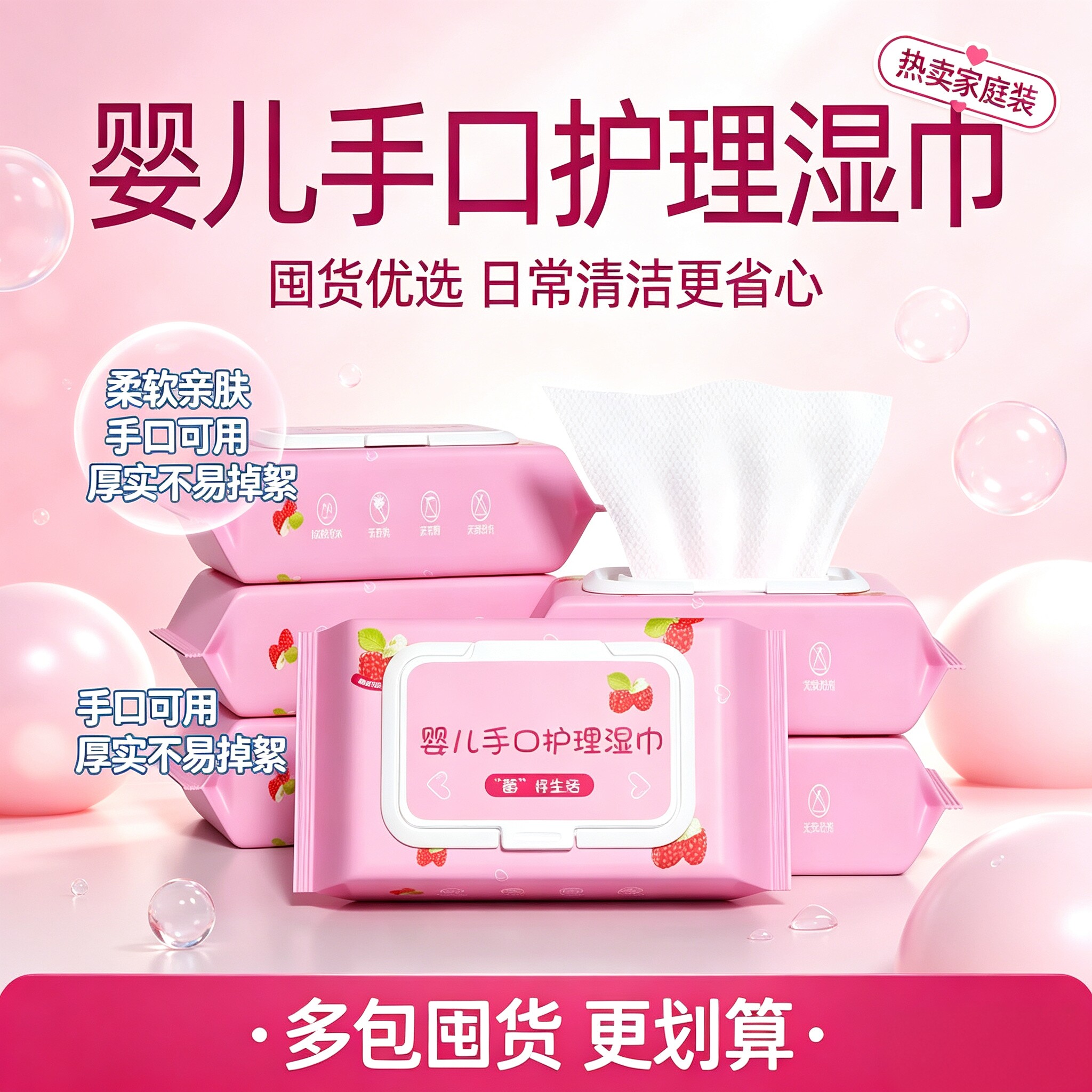 婴幼儿手口专用湿巾无酒精大包