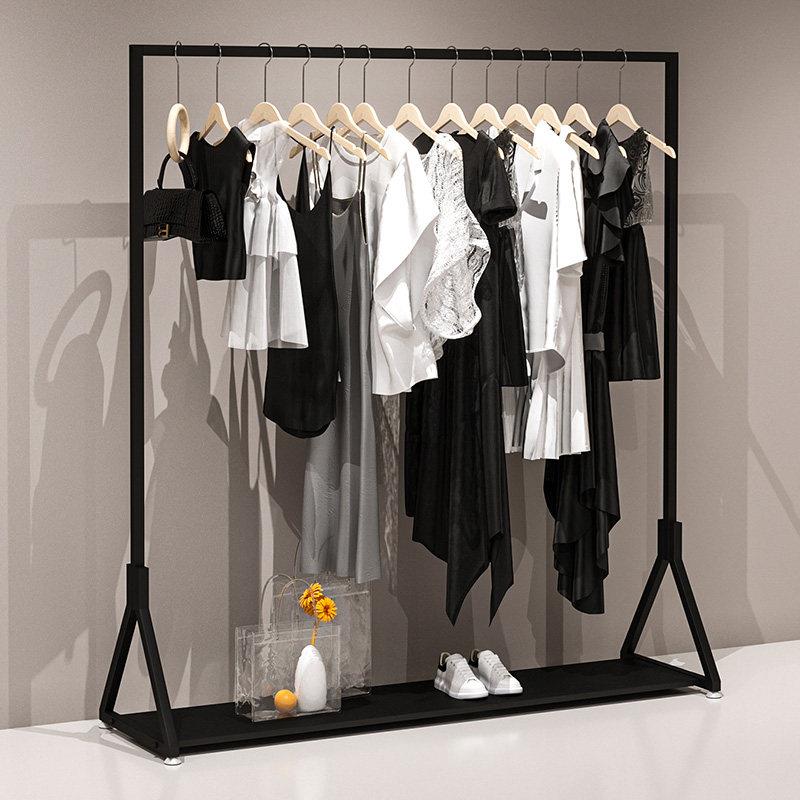落地衣架服装店铁艺黑色货架家用卧室专用衣服陈列架女装店展示架