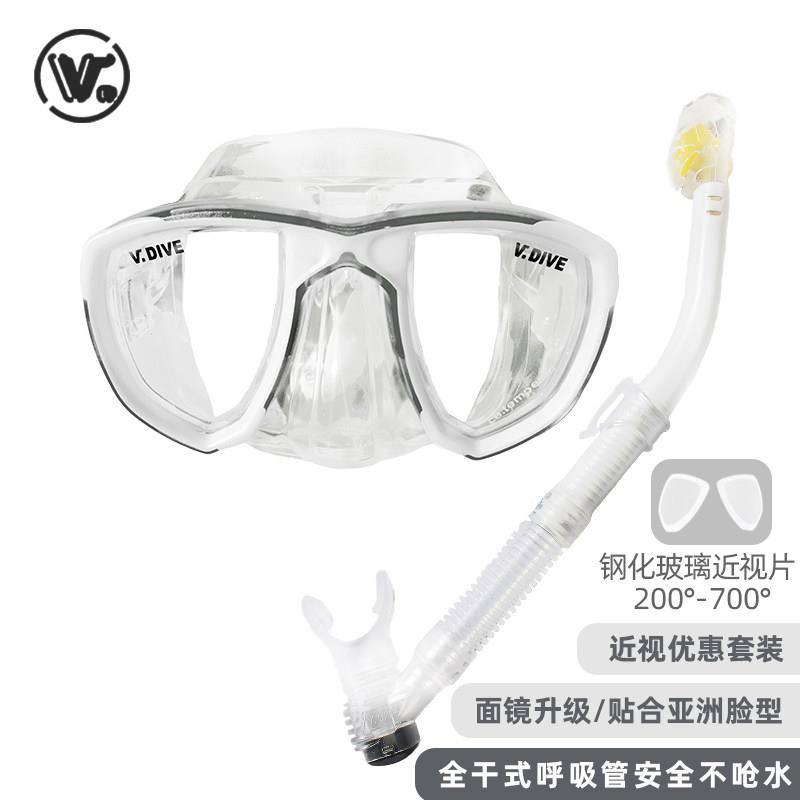 vdive潜水镜近视装备浮潜三宝全干 干式呼吸管套装 潜水眼镜游泳