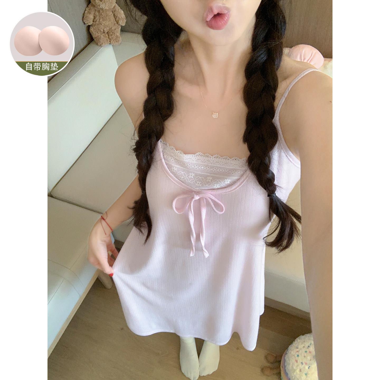吊带背心睡裙女甜美风蕾丝2026新款夏季莫代尔棉绸家居服睡衣外穿