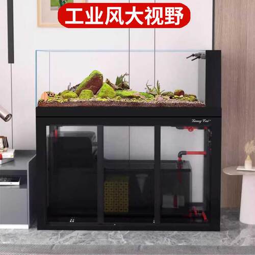 亮彩水草缸水族箱灰玻底滤造景超白标配版溪流缸侧溢流工业风鱼缸