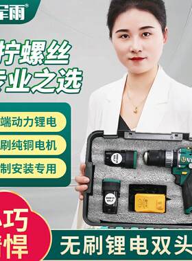 军雨热卖小钢炮双头强锂电冲击多功能无刷纯铜家用工业级冲击电钻