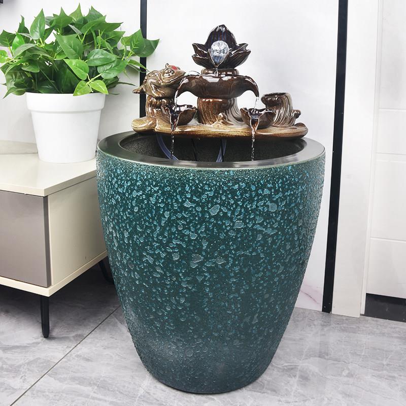 陶瓷鱼缸古法养鱼盆加高流水循环摆件阳台荷花睡莲缸庭院水缸客厅